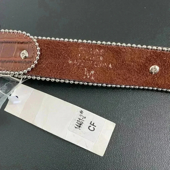 Vintage Western Leather Studded Rhinestone Belt Cowgirl New Boho Festival - Picture 9 of 10